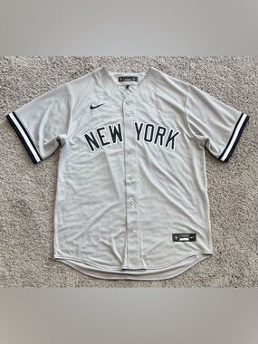 Nike Engineered New York Yankees Grey Navy Away Jersey Mens Size Large